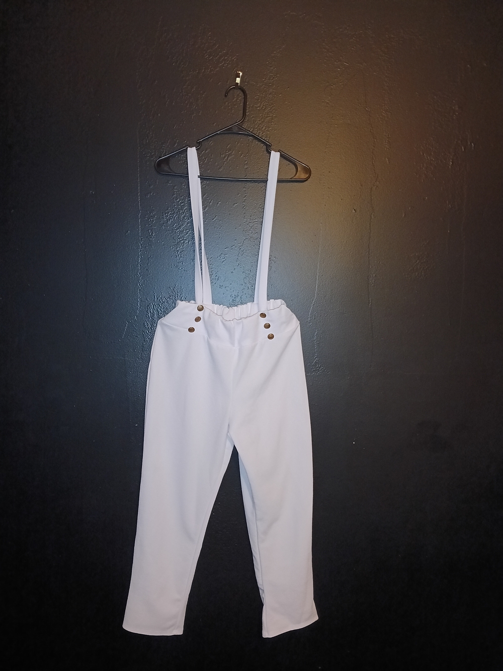 Women’s White High-Waist Suspender Pants
